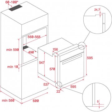 Teka Airfry HCB 6646 Φούρνος άνω Πάγκου 70lt χωρίς Εστίες Π59.5εκ. Inox